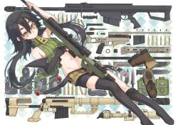  ai_arctic_warfare anti-materiel_rifle argyle_background bad_link barrett_m82 belt bike_shorts black_shorts black_thighhighs bolt_action boots bullet bullet_hole cheytac_m200 combat_knife elbow_gloves female gloves gun holding knife long_hair midriff mitsue_(satoma_makoto) navel open_fly original outline photoshop_(medium) rifle satoma_makoto scope shoes shorts silhouette_target sniper_rifle solo striped_clothes striped_thighhighs swiss_army_knife thighhighs thighhighs_pull turtleneck unworn_shoes unzipped vertical_stripes weapon yellow_eyes 