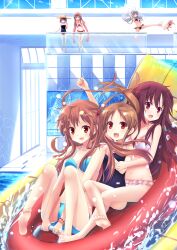  6+girls :3 accel_world arita_haruyuki atarashi_ako bad_id bad_pixiv_id barefoot bikini blush bracelet crossover feet frilled_bikini frills front-tie_top haiyore!_nyaruko-san hat highres inflatable_raft jewelry kicking liong matsumi_kuro matsumi_yuu multiple_girls nyarlathotep_(nyaruko-san) one-piece_swimsuit onjouji_toki open_mouth photoshop_(medium) pig sagimori_arata saki_(manga) saki_achiga-hen scarf school_swimsuit season_connection side-tie_bikini_bottom smile soles sun_hat swimsuit takakamo_shizuno two_side_up water_slide 