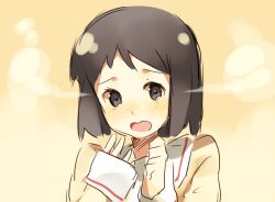  android bad_link black_hair blush embarrassed female grey_eyes nichijou open_mouth robot school_uniform shinonome_nano short_hair solo steam tokisadame_school_uniform weee_(raemz) 