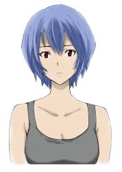  ayanami_rei blank_stare blue_hair neon_genesis_evangelion red_eyes sleeveless tank_top tanktop 