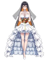  absurdres breasts bridal_veil brown_eyes brown_hair dress female flower full_body high_heels highres holding holding_flower legs levy_(comradlevy) long_hair looking_at_viewer monero monero-chan multicolored_hair orange_hair solo tachi-e transparent_background veil very_long_hair wedding_dress white_dress 