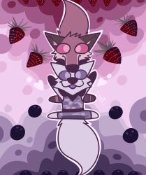  anthro arctic_fox berry blueberry_(fruit) brother_(lore) brothers_(lore) canid canine canis chibi clothed clothing duo epic_games fennix_(fortnite) food fortnite fox fruit fur hi_res male mammal orange_body orange_fur pinumontbalou plant red_fox sibling_(lore) strawberry tail true_fox volpez_(fortnite) white_body white_fur 