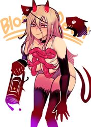  alternate_breast_size black_gloves black_thighhighs blonde_hair blood_devil_(chainsaw_man) blood_devil_(chainsaw_man)_(cosplay) blush breasts chainsaw_man character_mask character_name cosplay cross-shaped_pupils elbow_gloves female gloves hair_between_eyes highres horns lantern large_breasts long_hair looking_to_the_side mask nyxkz power_(chainsaw_man) red_eyes red_horns ribs sharp_teeth simple_background solo symbol-shaped_pupils tail teeth thighhighs white_background 