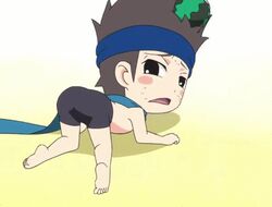  1boy animated animated ass beach naruto naruto_sd:_rock_lee_no_seishun_full-power_ninden sarutobi_konohamaru shorts skin_tight 