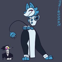  1:1 2024 2d_animation 3_toes 5_fingers animated anthro biped black_body black_clothing black_hair black_shirt black_topwear blue_body blue_ears blue_fur blue_hair blush blush_stickers chibi closed_eyes clothed clothing colored dancing darkner deltarune duo electrical_plug electrical_plug_tail feet felid feline female female_anthro fingers floating_hands frame_by_frame front_view full-length_portrait fully_clothed fur grey_background grin hair human humanoid_hands larger_anthro larger_female loop machine male mammal mariiboops monotone_hair pelvic_curtain portrait robot robot_anthro seamless_loop shirt short_hair short_playtime signature simple_background sitting size_difference smaller_human smaller_male smile spamton_g._spamton standing tail tasque_manager thin_tail toes topwear undertale_(series) white_body white_skin wide_hips 