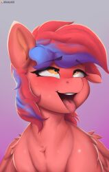  absurd_res ahe_gao blush bodily_fluids drawalaverr drooling equid equine fan_character female feral hasbro hi_res looking_pleasured looking_up mammal my_little_pony mythological_creature mythological_equine mythology pegasus portrait saliva saliva_string silly silly_face simple_background solo tongue tongue_out wings 