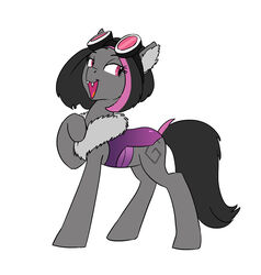  carapace carniscorner clothing cutie_mark equid equine eyewear eyewear_on_head fangs female feral fluffy_ears friendship_is_magic goggles goggles_on_head hair hasbro horse mammal mimicry_(fluffobuggo) my_little_pony neck_tuft open_mouth pony simple_background solo teeth tongue tuft 