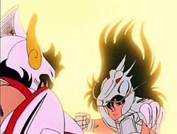  80s animated animated armor battle dragon_shiryuu fight fighting kurumada_masami long_hair lowres oldschool pegasus_seiya saint_seiya 