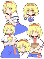  alice_margatroid blonde_hair book chibi doll dress fanfad golden_eyes hairband open_mouth ribbon shanghai short_hair smile touhou 