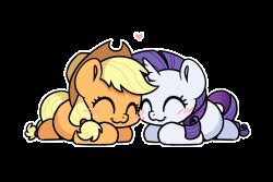  animated applejack_(mlp) blush clothing cowboy_hat duo equid equine female female/female friendship_is_magic hasbro hat headgear headwear heart_symbol horn horse mammal my_little_pony mythological_creature mythological_equine mythology pony rarity_(mlp) smile sugar_morning symbol unicorn white_body 