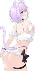  :3 ahoge animal_ear_fluff animal_ears ass bikini black_bow black_choker blue_hair bow breasts cat_ears cat_girl cat_tail choker closed_mouth commentary corrupted_twitter_file cowboy_shot female frilled_bikini frills gradient_hair grey_background hair_between_eyes highleg highleg_bikini highres hololive large_breasts layered_bikini light_blush looking_at_viewer multicolored_hair nekomata_okayu purple_bikini purple_eyes purple_hair riu_play short_hair sideways_mouth simple_background smile solo standing string_bikini swimsuit symbol-only_commentary tail tail_raised thigh_strap thong_bikini turning_head virtual_youtuber white_bikini 