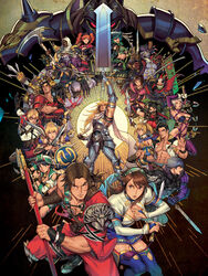  6+boys 6+girls absolum_art amy_sorel armor astaroth_(soulcalibur) azwel beard breasts cassandra_alexandra cervantes_de_leon chai_xianghua cleavage everyone facial_hair glowing glowing_eyes greatsword groh highres holding holding_nunchaku holding_weapon isabella_valentine katana kilik_(soulcalibur) looking_at_viewer mask maxi_(soulcalibur) mitsurugi_heishirou multiple_boys multiple_girls muscular naginata nightmare_(soulcalibur) nunchaku polearm raphael_sorel revealing_clothes scarf seong_mi-na short_sword siegfried_schtauffen sophitia_alexandra soulcalibur soulcalibur_vi staff sword taki_(soulcalibur) talim thighhighs tira_(soulcalibur) tonfa voldo weapon yoshimitsu_(namco) zasalamel 