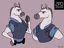  2016 anthro clothed clothing disney equid equine holding_object horse looking_at_viewer male mammal multiple_poses open_mouth open_smile pose rikuta_tp smile solo thumbless zootopia 