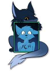  alpha_channel ambiguous_gender anthro blue_body blue_fur bodily_fluids dragon duo feral fur furred_dragon furred_scalie giru giru_(artist) grey_body grey_fur hi_res hiding_behind_object holding_mirror holding_object male mirror mythological_creature mythological_scalie mythology orange_eyes reflection scalie shocked sitting sweat sweatdrop tail ych_(character) 