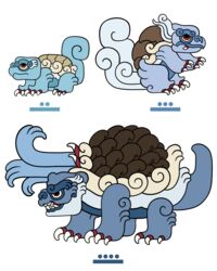  blastoise creatures_(company) fangs game_freak gen_1_pokemon glyph mayan monarobot monster mural nintendo no_humans pokemon pokemon_(creature) red_eyes squirtle tails turtle tusks wartortle water 