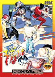  1990s_(style) 6+boys axl_(final_fight) bandana battle belt blood boots box_art cody_travers company_name copyright_name cover denim english_text final_fight flying_kick gang guy_(final_fight) highres hugo_andore industrial_pipe injury jeans jumping kicking knife lead_pipe logo mad_gear male_focus martial_arts mullet multiple_boys muscular official_art open_mouth pants photoshop_(medium) retro_artstyle scan sega_cd shoes sneakers standing two_p video_game_cover yasuda_akira 