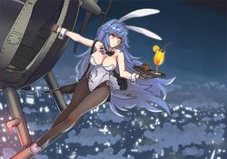  aircraft animal_ears assault_rifle bare_shoulders black_pantyhose blue_hair breasts brown_pantyhose bullpup detached_collar fake_animal_ears female girls&#039;_frontline gloves gun hair_between_eyes headgear helicopter iwi_tavor korean_commentary large_breasts leotard long_hair official_alternate_costume pantyhose playboy_bunny rabbit_ears rifle shoes side-tie_leotard solo strapless strapless_leotard tab_(tabkun) tar-21_(girls&#039;_frontline) tar-21_(night_at_the_bar)_(girls&#039;_frontline) very_long_hair weapon white_footwear white_leotard wrist_cuffs yellow_eyes 