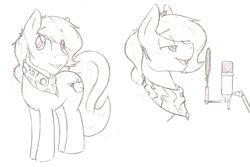  absurd_res ambiguous_gender bandana clothing cutie_mark denzeltip earth_pony electronics equid equine feral hasbro hi_res horse kerchief mammal microphone monochrome my_little_pony pony smile solo 