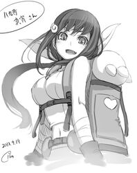  aged_up backpack bag character_name commentary_request dated female greyscale hachikuji_mayoi kabukimonogatari long_hair monochrome monogatari_(series) oerba_yun_fang piro_(orip) signature twintails 