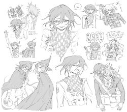  &gt;_&lt; ... 3girls 5boys ^^^ ^_^ android annoyed antenna_hair arm_belt arm_up arms_on_knees barbed_wire belt blazer blunt_bangs blunt_ends blush bob_cut book bow bowtie breasts buttons cape chains checkered_clothes checkered_scarf choker cleavage clenched_hands closed_eyes closed_mouth collared_cape collared_jacket collared_shirt commentary_request crest cropped_legs cropped_torso danganronpa_(series) danganronpa_v3:_killing_harmony denim dirty dot_nose expressionless fingerless_gloves fingernails floating_hair frown furrowed_brow gem_hair_ornament glasses gloves goggles goggles_on_head gokuhara_gonta grabbing_another&#039;s_hair greyscale hair_between_eyes hair_ornament hair_scrunchie hairclip half-closed_eyes hand_on_another&#039;s_head hand_on_own_chest hand_on_own_head hand_up harukawa_maki hat hat_belt heavy_breathing high_belt high_collar highres holding holding_mask iruma_miu jacket jacket_tug jeans jitome k1-b0 lapels laughing layered_sleeves long_hair long_sleeves looking_at_object low_twintails mask messy_hair momota_kaito monochrome morning_(d0nteat) multicolored_buttons multiple_belts multiple_boys multiple_girls multiple_views neck_ribbon necktie notched_lapels notice_lines o-ring o-ring_belt oma_kokichi open_belt open_book open_mouth pants peaked_cap pinstripe_jacket pinstripe_pattern pleated_skirt pocket pointing raised_eyebrow ribbon round_eyewear saihara_shuichi sailor_collar scarf school_uniform scrunchie serafuku shaded_face shirt short_hair simple_background sitting skirt skirt_set sleeves_past_elbows smirk speech_bubble spoken_ellipsis spoken_www squiggle surprised teeth thigh_belt thigh_strap torn_clothes torn_jeans torn_pants translation_request twintails two-tone_scarf upper_teeth_only v-shaped_eyebrows very_long_hair wavy_mouth white_background witch_hat wrist_belt yumeno_himiko 