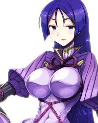  absurdres breasts fate/grand_order fate_(series) female highres looking_at_viewer minamoto_no_raikou_(fate) mono_(moiky) purple_eyes purple_hair rope solo upper_body 