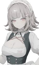  alternate_costume breasts brown_hair danganronpa_(series) danganronpa_2:_goodbye_despair enmaided female galaga hair_ornament highres large_breasts maid medium_hair mole mole_on_breast nanami_chiaki sinou_0420 solo 