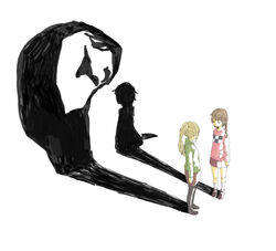  2girls blonde_hair braid brown_hair closed_eyes commentary_request different_shadow expressionless highres itou_toi knife madotsuki multiple_girls pantyhose pink_shirt poniko shadow shirt skirt standing turtleneck uboa yume_nikki 