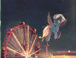  2017 amusement_ride better_version_at_source equid equine feathered_wings feathers female feral ferris_wheel flying friendship_is_magic hair hasbro mammal mirroredsea my_little_pony mythological_creature mythological_equine mythology night night_glider_(mlp) pegasus sky solo white_hair wings 