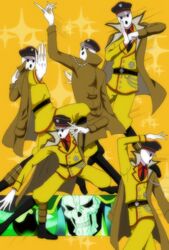  ainz_ooal_gown artist_request fighting_stance haou_airen hat multiple_boys nazi necktie overlord_(maruyama) pandora&#039;s_actor parody skeleton 