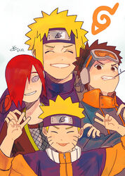  4boys black_eyes black_hair blonde_hair closed_eyes crossed_arms double_v eyebrows fingernails fingers forehead_protector goggles hair_over_one_eye hands hands_on_shoulders konohagakure_symbol male male_focus multiple_boys nagato_(naruto) namikaze_minato naruto pain_(naruto) purple_eye red_hair rinnegan short_hair simple_background spiked_hair spiky_hair teeth tongue uchiha_obito uzumaki_naruto v 