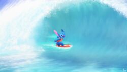  16:9 2017 4_fingers alien ambiguous_gender blue_body blue_claws blue_fur blue_nose bottomless claws clothed clothing digital_media_(artwork) digital_painting_(artwork) disney experiment_(lilo_and_stitch) fingers fur head_tuft hi_res life_jacket lilo_and_stitch notched_ear petrock signature small_tail smile solo stitch_(lilo_and_stitch) surfboard surfer surfing tail toe_claws touching_water tuft vehicle wallpaper water watercraft wave widescreen 