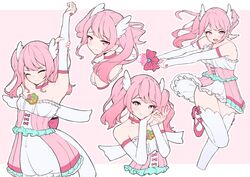  armpits arms_up bang_dream! choker dress elbow_gloves female frilled_dress frills gloves magical_girl maruyama_aya medium_hair mnemo_(mnemorikriyairo) multiple_views open_mouth own_hands_together pink_eyes pink_hair poses simple_background smile strapless strapless_dress stretching twintails wing_hair_ornament 