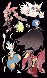  alternate_color black_background black_dress black_eyes black_sclera blue_hair bright_pupils brown_fur colored_sclera colored_skin commentary dress gardevoir gengar highres homilmugi looking_at_viewer lopunny mawile medicham mega_evolution_symbol mega_gardevoir mega_gengar mega_lopunny mega_mawile mega_medicham mega_sableye navel pink_eyes pokemon pokemon_(creature) purple_sclera red_eyes sableye sharp_teeth shiny_pokemon simple_background standing standing_on_one_leg teeth third_eye white_pupils white_skin yellow_sclera 