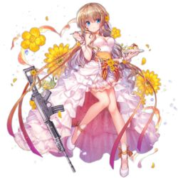  :q alternate_hairstyle ankle_ribbon assault_rifle blue_eyes breasts bridal_veil bride brown_hair cake choker cleavage closed_mouth dress female flower fn_fnc fnc_(girls&#039;_frontline) fnc_(strawberry_cake_&amp;_garden_cosmos)_(girls&#039;_frontline) food fork full_body girls&#039;_frontline gun hair_ornament high_heels holding holding_fork jewelry large_breasts leg_ribbon long_hair looking_at_viewer no_socks official_alternate_costume official_art oppai_loli orange_choker orange_ribbon plate ribbon rifle ring shenbei_xiaoqiu simple_background smile solo third-party_source tongue tongue_out transparent_background veil weapon wedding_dress wedding_ring white_dress white_footwear 