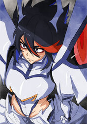  alternate_costume bad_id bad_pixiv_id bags_under_eyes black_hair boots female hakama hakama_skirt japanese_clothes junketsu kill_la_kill leotard matoi_ryuuko multicolored_hair photoshop_(medium) red_hair short_hair skirt spoilers thigh_boots thighhighs tianzhong_zhongtian two-tone_hair white_hakama 