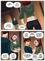  1boy 1girls anna_marie ass belly brown_hair clothes comic cyclops_(x-men) female glasses lips lipstick makeup male marvel marvel_comics midriff multicolored_hair rogue_(evolution) rogue_(x-men) rogue_lust_powerslave scott_summers short_hair sunglasses sunsetriders7 two_tone_hair white_hair x-men x-men_evolution 