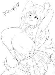  2018 absurd_res anthro big_breasts bottomwear breasts canid canine canis celine_(cuddlesong) clothed clothing cuddlesong curvy_figure female fully_clothed heart_symbol hi_res mammal monochrome simple_background skirt smile solo stretched thick_thighs tundra_wolf voluptuous white_background wide_hips wolf 