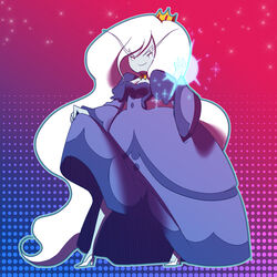  adventure_time blue_skin breasts crown dress female female high_heels ice_queen ladama long_hair solo white_hair 