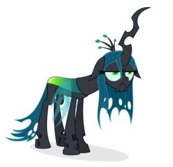  2016 absurd_res arthropod changeling crown female feral friendship_is_magic green_eyes green_hair grumpy hair hasbro headgear hi_res horn insect_wings membrane_(anatomy) membranous_wings my_little_pony pupils queen_chrysalis_(mlp) simple_background slit_pupils solo white_background wings zutheskunk 