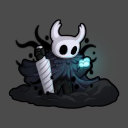  1:1 2_horns absurd_res ambiguous_gender animal_humanoid arthropod arthropod_humanoid black_body black_eyes black_tentacles cape cel_shading cloak clothed clothing dark_eyes empty_eyes grey_cape grey_clothing hi_res holding_melee_weapon holding_object holding_sword holding_weapon hollow_knight horn humanoid insect_humanoid insects looking_down luhrak mask melee_weapon outline particles rock shaded shadow shadow_tentacles simple_background solo standing sword team_cherry tentacle the_knight_(hollow_knight) weapon white_mask 