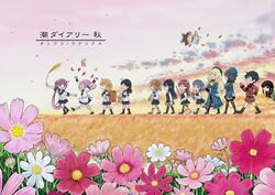  6+girls aged_down ahoge akebono_(kancolle) apron arashio_(kancolle) arashio_kai_ni_(kancolle) asashio_(kancolle) asashio_kai_ni_(kancolle) atago_(kancolle) autumn backpack_basket bag barefoot basket bell belt beret black_dress black_footwear black_gloves black_hair black_pantyhose black_socks black_thighhighs blue_footwear blue_headwear blue_shirt blue_skirt blunt_bangs blush bobbles boots braid broom brown_footwear brown_hair brown_shorts bug chibi closed_eyes closed_mouth cloud commentary_request cosmos_(flower) cover cover_page double_bun dragonfly dress dress_shirt field floating flower frilled_dress frills full_body ginkgo_leaf gloves grass green_eyes green_hair green_neckerchief green_ribbons green_sailor_collar green_shirt grey_hair grey_legwear hair_bell hair_bun hair_flower hair_ornament hair_ribbon hand_fan hat headgear high_heel_boots high_heels holding jingle_bell kantai_collection kitakami_(kancolle) kneehighs leaf long_hair long_sleeves maid_apron medium_hair michishio_(kancolle) michishio_kai_ni_(kancolle) miniskirt mogami_(kancolle) multiple_girls neck_ribbon neckerchief newspaper o_o oboro_(kancolle) ooshio_(kancolle) ooshio_kai_ni_(kancolle) open_mouth orange_hair outdoors panties pantyhose paper_fan pinafore_dress pink_flower pink_hair pleated_skirt purple_eyes purple_hair rabbit red_flower red_neckerchief red_sailor_collar red_shirt ribbon saiguchi_otoufu sailor_collar sailor_dress sazanami_(kancolle) sazanami_kai_(kancolle) school_uniform serafuku shirt shoes short_hair short_sleeves short_twintails shorts side_ponytail skirt sky sleeveless sleeveless_dress smile socks speaking_tube_headset spray_can swept_bangs takao_(kancolle) thighhighs twintails underwear uniform upper_body ushio_(kancolle) walking white_dress white_flower white_legwear white_panties white_shirt yellow_neckerchief yukikaze_(kancolle) 