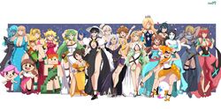  6+girls :d ;d adapted_costume alex_(minecraft) alternate_costume alternate_hair_length alternate_hairstyle animal_crossing arm_behind_head arm_up arms_(game) arms_up artist_name ass bare_shoulders bayonetta bayonetta_(series) black_dress black_hair blonde_hair blue_eyes blue_hair blush bodysuit breasts brown_eyes brown_hair byleth_(female)_(fire_emblem) byleth_(fire_emblem) cleavage cleavage_cutout closed_eyes clothing_cutout colored_skin commentary company_connection corrin_(female)_(fire_emblem) corrin_(fire_emblem) crossover crown dress earrings elbow_gloves english_commentary fire_emblem fire_emblem:_three_houses fire_emblem_awakening fire_emblem_fates glasses gloves green_eyes green_hair grey_hair gun hair_ornament hair_over_one_eye happy hat heart high_heels highres huge_breasts humanization ice_climber inkling inkling_girl inkling_player_character isabelle_(animal_crossing) jewelry karbuitt kid_icarus kid_icarus_uprising large_breasts leaf_(pokemon) lipstick long_dress long_hair looking_at_viewer lucina_(fire_emblem) makeup mario_(series) mask medium_breasts metroid mii_gunner min_min_(arms) minecraft mole mole_under_mouth multiple_girls mythra_(xenoblade) nana_(ice_climber) navel necklace notice_lines one_eye_closed open_mouth orange_hair pale_skin palutena pointy_ears pokemon pokemon_frlg ponytail princess_daisy princess_peach princess_zelda pyra_(xenoblade) red_eyes red_hair robin_(female)_(fire_emblem) robin_(fire_emblem) rosalina samus_aran sheik short_hair shorts side_slit skirt smile sparkle splatoon_(series) standing star_(symbol) star_earrings strapless super_smash_bros. swimsuit tentacle_hair the_legend_of_zelda the_legend_of_zelda:_ocarina_of_time thighhighs thighs tiara very_long_hair villager_(animal_crossing) weapon white_hair white_headwear white_skin wii_fit wii_fit_trainer wii_fit_trainer_(female) xenoblade_chronicles_(series) xenoblade_chronicles_2 zero_suit 