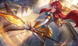  1boy battle_academia_(league_of_legends) battle_academia_ezreal battle_academia_lux black_thighhighs blue_eyes breasts chengwei_pan closed_mouth cowboy_shot ezreal female gloves hair_ornament hair_ribbon highres holding indoors league_of_legends light_rays long_hair long_sleeves looking_at_viewer lux_(league_of_legends) official_alternate_costume official_alternate_hairstyle official_art pantyhose pleated_skirt prestige_battle_academia_lux red_hair ribbon scenery school_uniform shirt skirt smile staff stairs standing sunbeam sunlight thighhighs uniform wand weapon white_shirt window yellow_ribbon yellow_skirt 