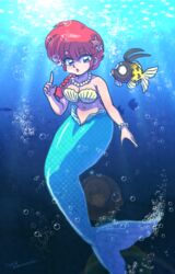  asterozoan breasts domestic_pig echinoderm female fish hair male mammal marine merfolk navel p-chan ranma_1/2 ranma_saotome red_hair split_form starfish suid suina sus_(pig) underwater wantafutoshi water 