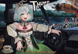  &gt;_&lt; 6+girls ahoge car_interior cecilia_immergreen chattino_(raora_panthera) crack cracked_glass dog_girl doll_joints elizabeth_rose_bloodflame fuwawa_abyssgard fuwawa_abyssgard_(1st_costume) gigi_murin green_eyes green_hair grey_hair highres holojustice hololive hololive_english hood huge_ahoge joints long_hair looking_at_viewer meme mococo_abyssgard mococo_abyssgard_(1st_costume) mouse_(animal) multicolored_hair multiple_girls open_mouth panther_ears panther_girl raora_panthera red_hair river scarecrow short_hair siblings steering_wheel streaked_hair tea the_elder_scrolls the_elder_scrolls_v:_skyrim twins very_long_hair virtual_youtuber you&#039;re_finally_awake_(meme) 