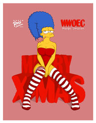  blue_hair breasts clothing darth_ross dress female hair jewelry marge_simpson necklace the_simpsons yellow_body yellow_skin 