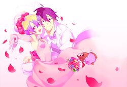  1boy boota bouquet couple female flower good_end nia_teppelin simon smile tengen_toppa_gurren-lagann tengen_toppa_gurren_lagann wedding 