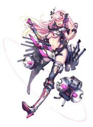  alaska_(warship_girls_r) amplifier anger_vein angry bare_shoulders breasts chinese_commentary clenched_hand commentary_request female guitar gun headset high_heels horn_speaker instrument long_hair mecha_musume medium_breasts megaphone middle_finger midriff ns_(ntrsis) official_art open_mouth pink_hair red_eyes rigging solo speaker thighhighs torn_clothes torn_thighhighs underboob warship_girls_r weapon 