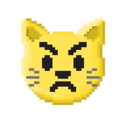  1:1 alpha_channel ambiguous_form ambiguous_gender angry black_eyes cat_emoji colored digital_media_(artwork) domestic_cat emoji empty_eyes eyebrows felid feline felis front_view frown frown_eyebrows frowning_at_viewer headshot_portrait icon looking_at_viewer mammal pixel_(artwork) portrait r74moji r74n shaded simple_background solo transparent_background whiskers yellow_body 