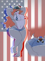  2022 2_horns 3:4 ambiguous_gender american_flag american_flag_bikini andromorph_(lore) anthro ass barefoot big_butt bikini bikini_top bottomwear breasts clothing colored_nails cutoffs denim denim_bottomwear denim_clothing dracojeff dragon drayjay duo equid equine feet felid female flag flag_background flag_bikini fur furred_dragon furred_scalie grey_body grey_fur hair hair_over_eye hands_behind_head hat headgear headwear horn hybrid lion lipstick long_hair makeup mammal micro_bikini muscular muscular_ambiguous muscular_female mythological_creature mythological_scalie mythology nails navel nipple_outline one_eye_obstructed orange_hair pantherine pink_lipstick pink_nails pink_toenails red_eyes scalie shorts skimpy_bikini solo_focus standing swimwear thick_thighs thong_straps toenails toes under_boob united_states_of_america wingless_dragon yellow_sclera zebra 